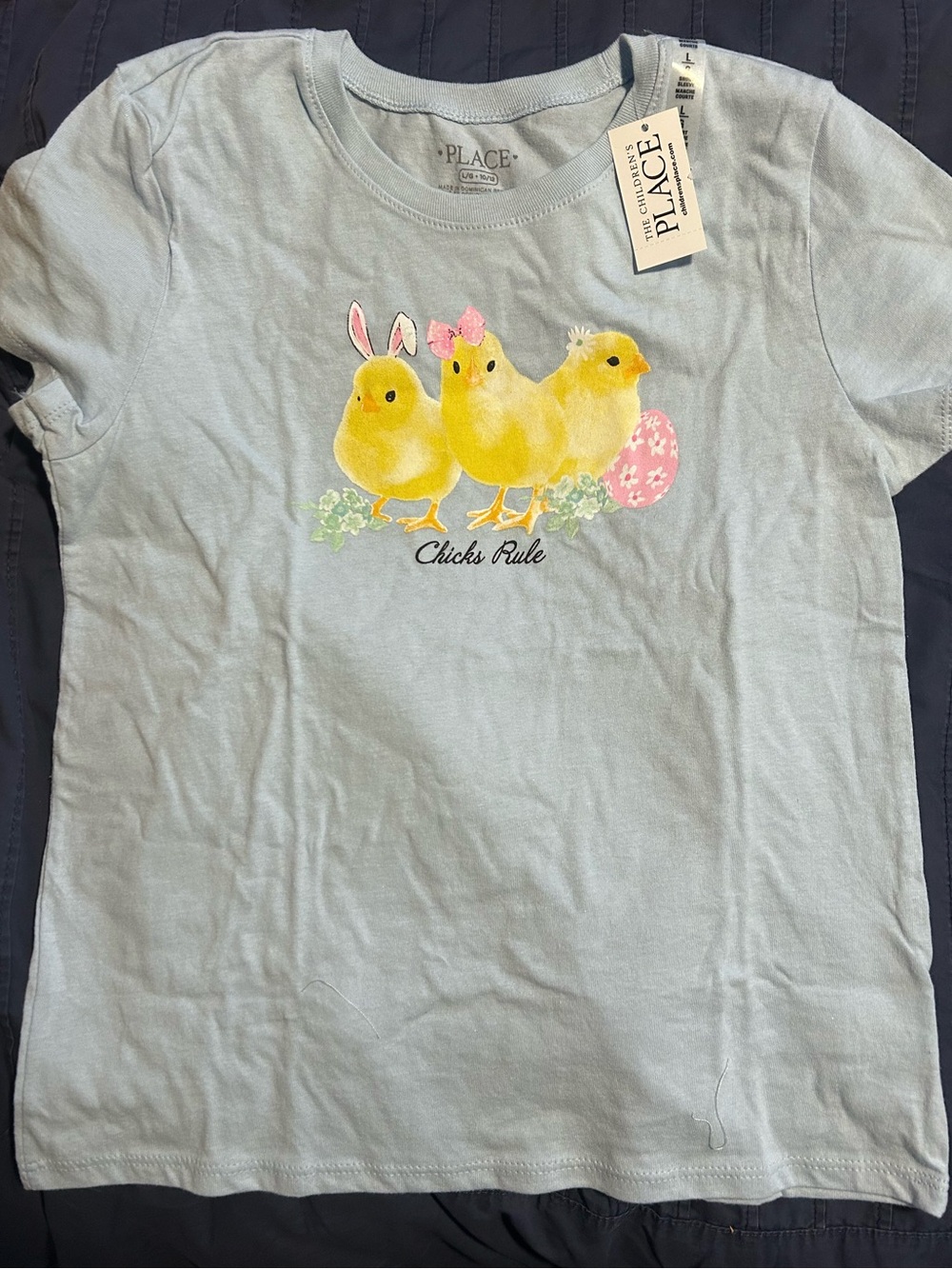 The Children's Place Light Blue Tee with Yellow Chick Trio Graphic